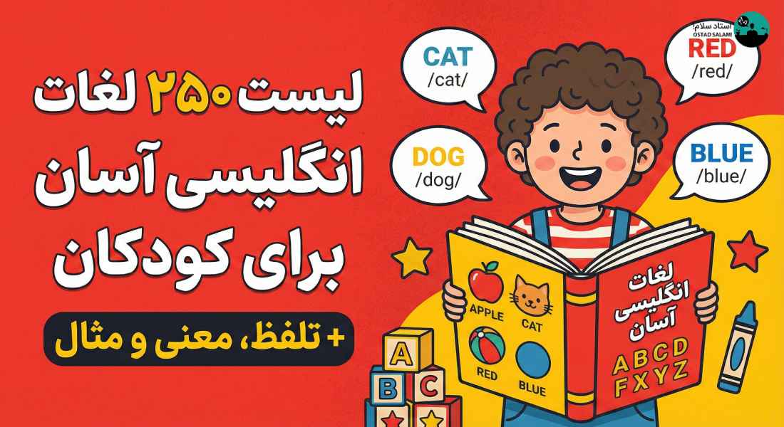 لیست ۲۵۰+ لغات انگلیسی آسان برای کودکان + تلفظ، معنی و مثال